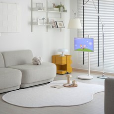 heybay 雙色沙感可水洗短毛大型地毯 雲朵造型
