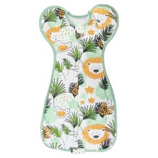 OhBabyLying 春秋薄款 開釦袖成長包巾，寶寶媽媽一夜好眠 適合2-14公斤, 雨林獅子