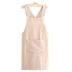 基本款透氣棉質圍裙, 米色, 1個
