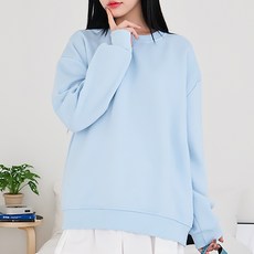 LUNA GIRL 女款基本款特殊雙面布料大尺碼素色大學T L24FT080214