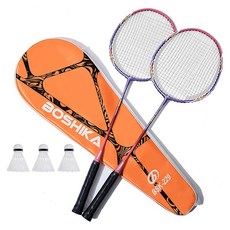 배곧스포츠 攻防型羽球拍2支+羽球3顆 隨機出貨+球拍袋 橘色, BSK 229, 1套
