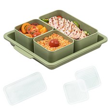 裝飾減肥單人獨食餐具組, 橄欖綠, 1套