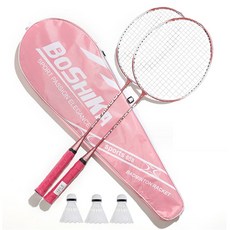 BAEGOT 運動競速羽球拍 SPORTS 658 2入 + 羽球3入 隨機出貨 + 球拍袋, 1套, SPORTS 658(粉紅色)