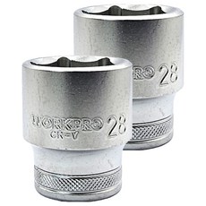 WORKPRO 短套筒 1/2" x 28mm WP274109, 2個