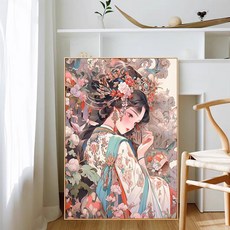 創彩 5D鑽石畫 40x30cm, 送點鑽工具: 點鑽盤+點鑽筆+點鑽專用膠泥, 古風美女, 1個