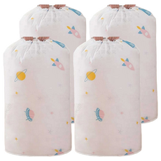 mohe 木暉居家 防塵防潮 圓筒型束口棉被收納袋 大款(90 × 45cm), 4入, 1組