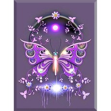 HEYEO DIY鑽石畫 帆布款 40 x 50 cm, 1套, 23. 紫色蝴蝶 KS-301