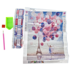 鑽石畫 30*40 巴黎鐵塔氣球鑽石貼畫, 氣球女孩, 1組