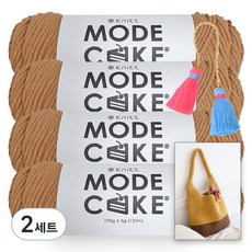 니뜨 모드케이크 뜨개실 100g 4볼+어바웃숄더백도안+컬러트윈태슬1개, 2세트, 04_베이지브라운