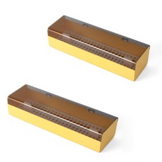 GOODLIVING 半透明瀝水方形餐具筒, 2個, 黃色