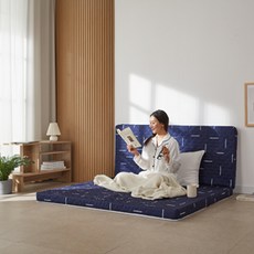 sky shop 韓國製造 Sensible 優質三折式床墊, 8cm, 海軍藍