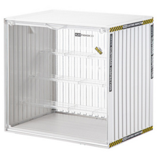 貨櫃造型 公仔收納箱(大號 白), 可拆卸隔板, 磁吸門板, 防水防塵, 高透門板, 大(34 x 23 x 31.5cm), 1個