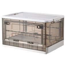 透明可折疊側開收納櫃 多功能 前側開蓋取物便利, 白色, 36 x 50.5 x 29cm