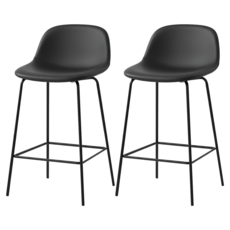 MH家居 皮革靠背吧台椅 70cm, 2個, 深灰色