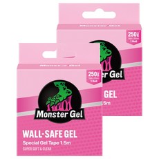 Monster Gel 壁紙用透明凝膠 牆面防損傷無痕壓克力透明雙面膠帶 1.5m, 2個