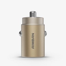 AIMBAN 車用超高速110W點菸器雙孔嵌入式充電器, 鈦金色, ABN-LAB-CUA-110W