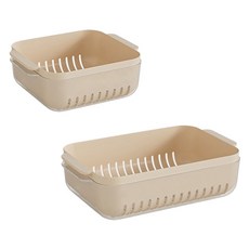 마켓피오 직사각 더블레이어 세척바구니 2종세트, 타입2, 1세트