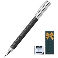 FABER-CASTELL 輝柏 3D羅紋鋼筆+墨盒禮盒, EF, 黑色（鋼筆），藍色，黑色（墨盒）