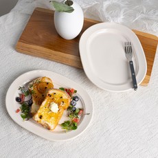 라세라미끄 르파레트 세라믹 타원접시, 이사벨화이트, 2개