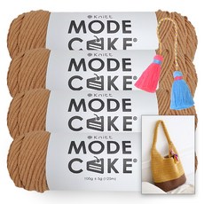 Knitt 素色針織線 100g 4入+DIY工具組, 04_米棕色