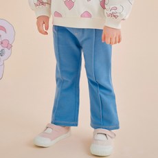 milk mile 童款素色彈力喇叭牛仔褲