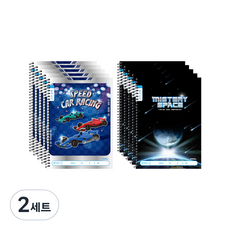 아이비스 남아용 초등슬림 받아쓰기 노트 2종 x 5p 세트 CR11765, 자동차, 우주, 2세트