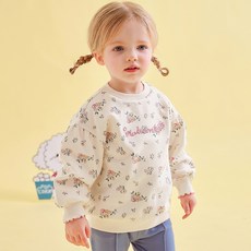 milk mile 童款害羞小花印花長袖上衣