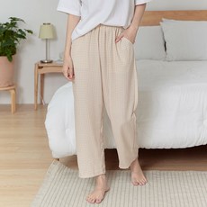 글램공감 커플용 쿨링 요루 체크 9부 잠옷 바지