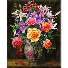 HEYEO DIY鑽石畫 帆布款 40 x 50 cm, 1套, 14. 花瓶裡的花 KS-010