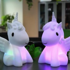 ScienceGeek 獨角獸夜燈, 暖白光, 臥室床頭燈, 兒童房裝飾燈, 按鈕開關, 獨角獸