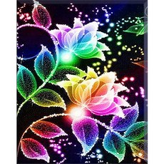 HEYEO DIY鑽石畫 帆布款 40 x 50 cm, 1套, 15. 閃亮的花朵 KS-008