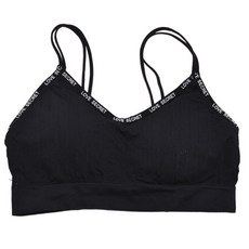 amica 運動風字母分段加壓小可愛 黑色 可拆一體式棉杯 可調細肩帶, 均碼