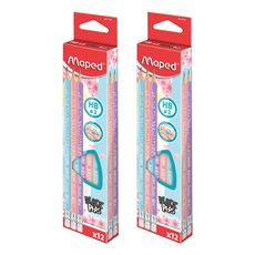 Maped 櫻花學園系列 三角鉛筆 附橡皮擦 HB, 粉色 + 紫色 + 藍色, 24支