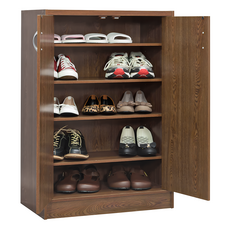 TZUMii 胡桃木雙門鞋櫃 五層空間設計 四片活動層板可依需求調整 DIY自組, ST-BE2800BR