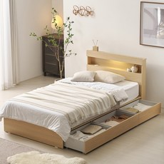 보니애가구 헤일리 LED 3단 수납침대 프레임 단품 방문설치, 네추럴오크