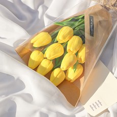 EPLYN 鬱金香人造花+牛皮包裝紙, 黃色的