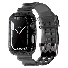 누아트 애플워치 호환 TPU 투명 젤리 스트랩 45mm, 블랙