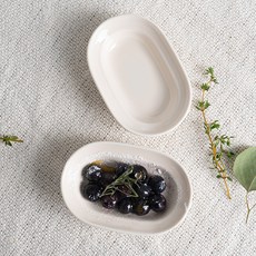 La Ceramique Le Palette 陶瓷橢圓醬料碗, 伊莎貝爾白, 2個