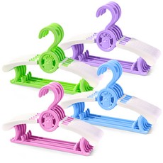brisa 孩童防滑企鵝印花長度可調節衣架 4款 各5入, 粉色+紫色+綠色+藍色, 1組