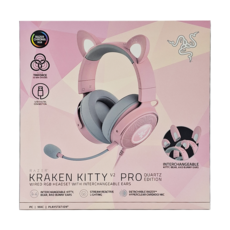 雷蛇Razer 北海巨妖電競耳機麥克風 可換貓耳 RGB燈效, 粉晶, 1個, Kitty V2 Pro