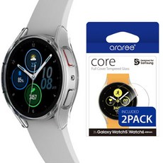 araree 透明PC智慧手錶保護殼 + 高強度全覆蓋智慧手錶鋼化玻璃螢幕保護貼 2入組, 透明