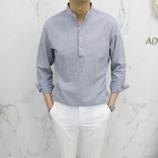 아도르클래식 남성용 통기성 8컬러 여름 린넨 헨리넥 셔츠