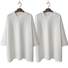 brg girl story 女款大尺碼圓領寬鬆素色T恤 2入組