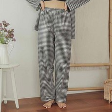 글램공감 커플용 통기성 모네 체크 면 잠옷 바지