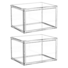 mohe 木暉居家 全透明磁吸式防塵潮玩公仔包包收納盒 2個, 透明色