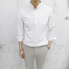 ADORE CLASSIC 男款亞麻亨利領襯衫