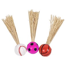 PETSMON 貓咪稻草彈力球玩具3件組, 1套, 混色