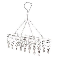 H&K 家居 日系不鏽鋼長方型曬架16夾 適用於內衣、襪子等小型衣物, 40 x 36 x 10cm, 銀色