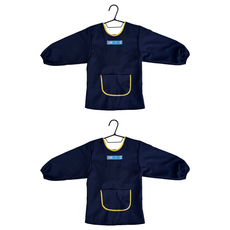 永潔 小鹿彩繪 兒童長袖圍裙 美術圍裙, 黑色, 2件