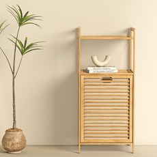 하비티 3단 선반형 대나무 빨래바구니
